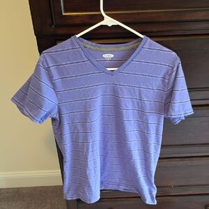 Old Navy Men's Purple Striped V-Neck Tee